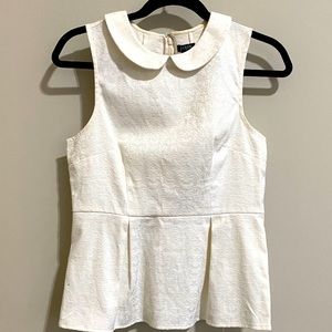 Peplum Jacquard Top with Collar